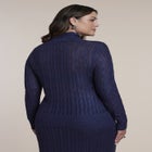 Open Neck Metallic Cable Knit Sweater image number 2