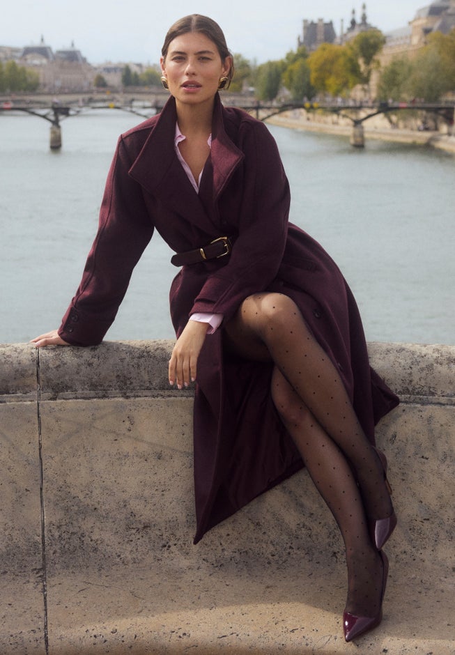 Long Double-Breasted Wool-Blend Belted Coat image number 6