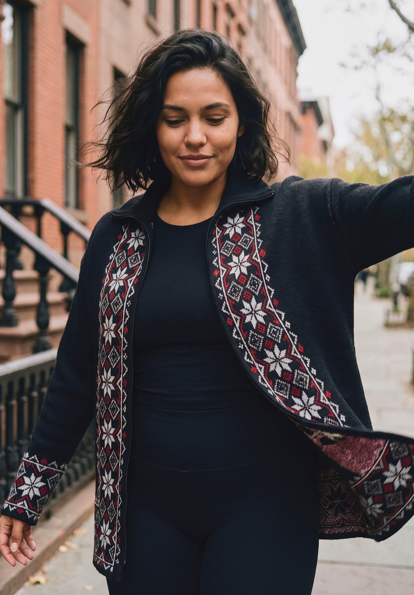 Fairisle Zip Front Cardigan image number 3