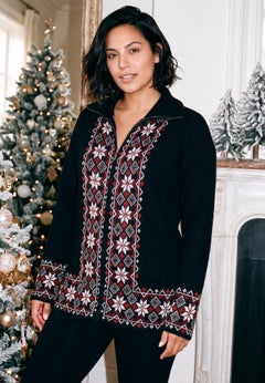 Fairisle Zip Front Cardigan