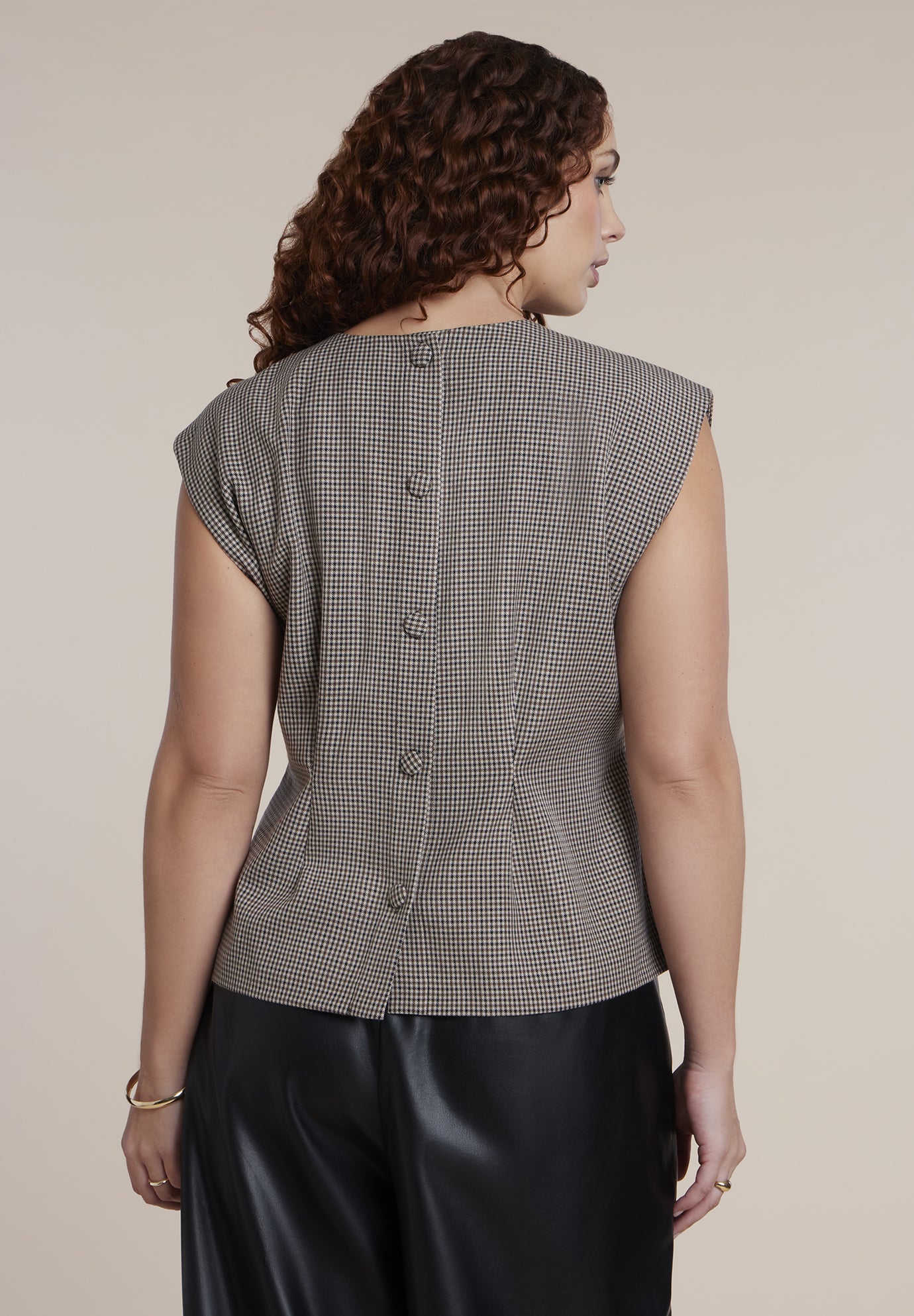 Houndstooth Sleeveless Top image number 1