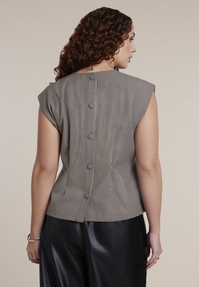 Houndstooth Sleeveless Top image number 1