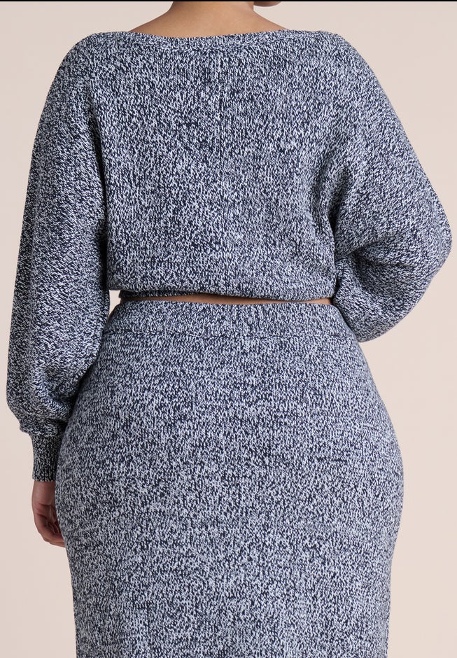 Marled Cinched-Waist Sweater image number 1