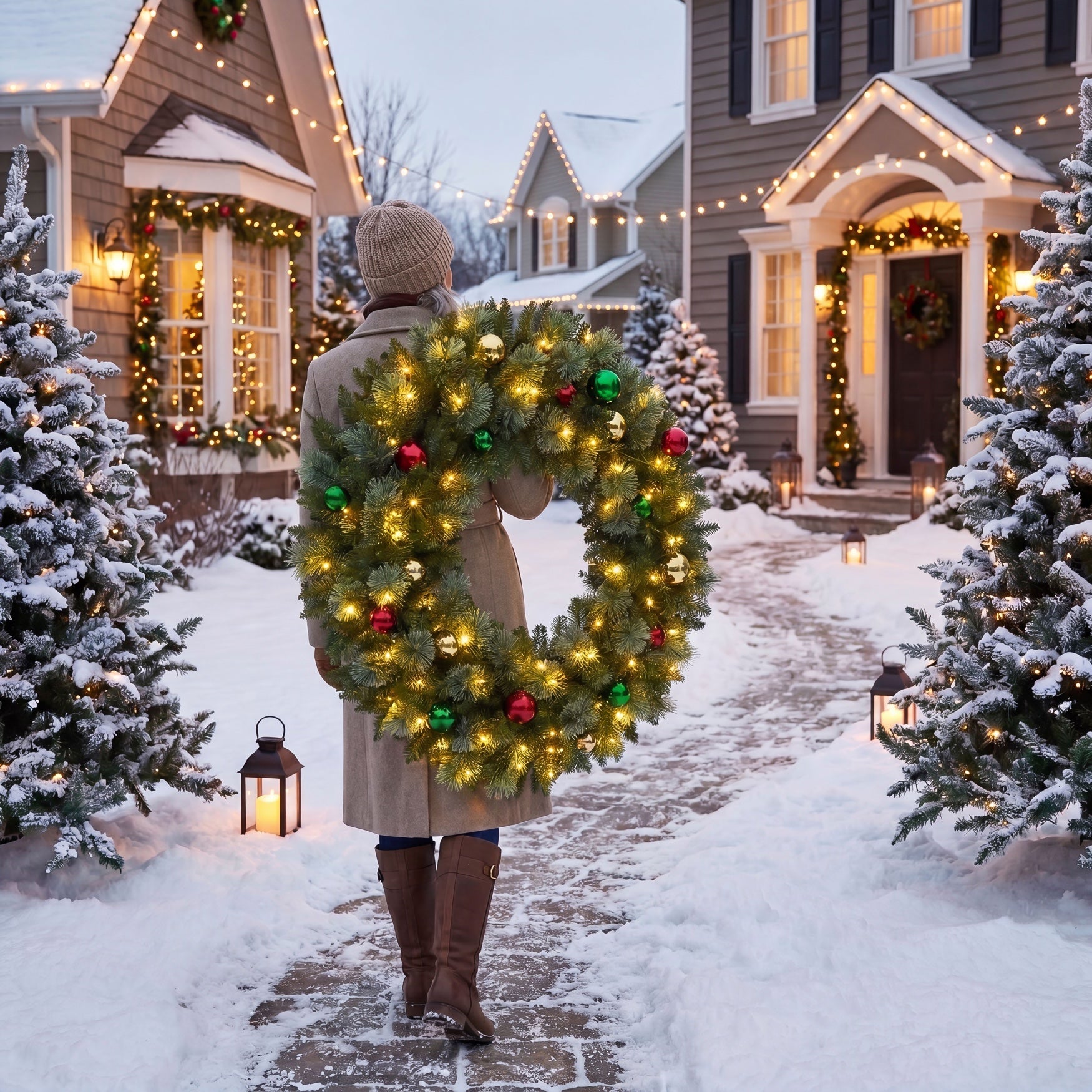 Oversized 48" Diam Pre-lit Pre-decorated Wreath image number 5