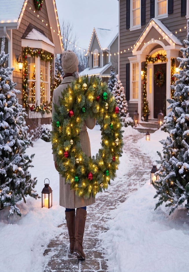 Oversized 48" Diam Pre-lit Pre-decorated Wreath image number 5