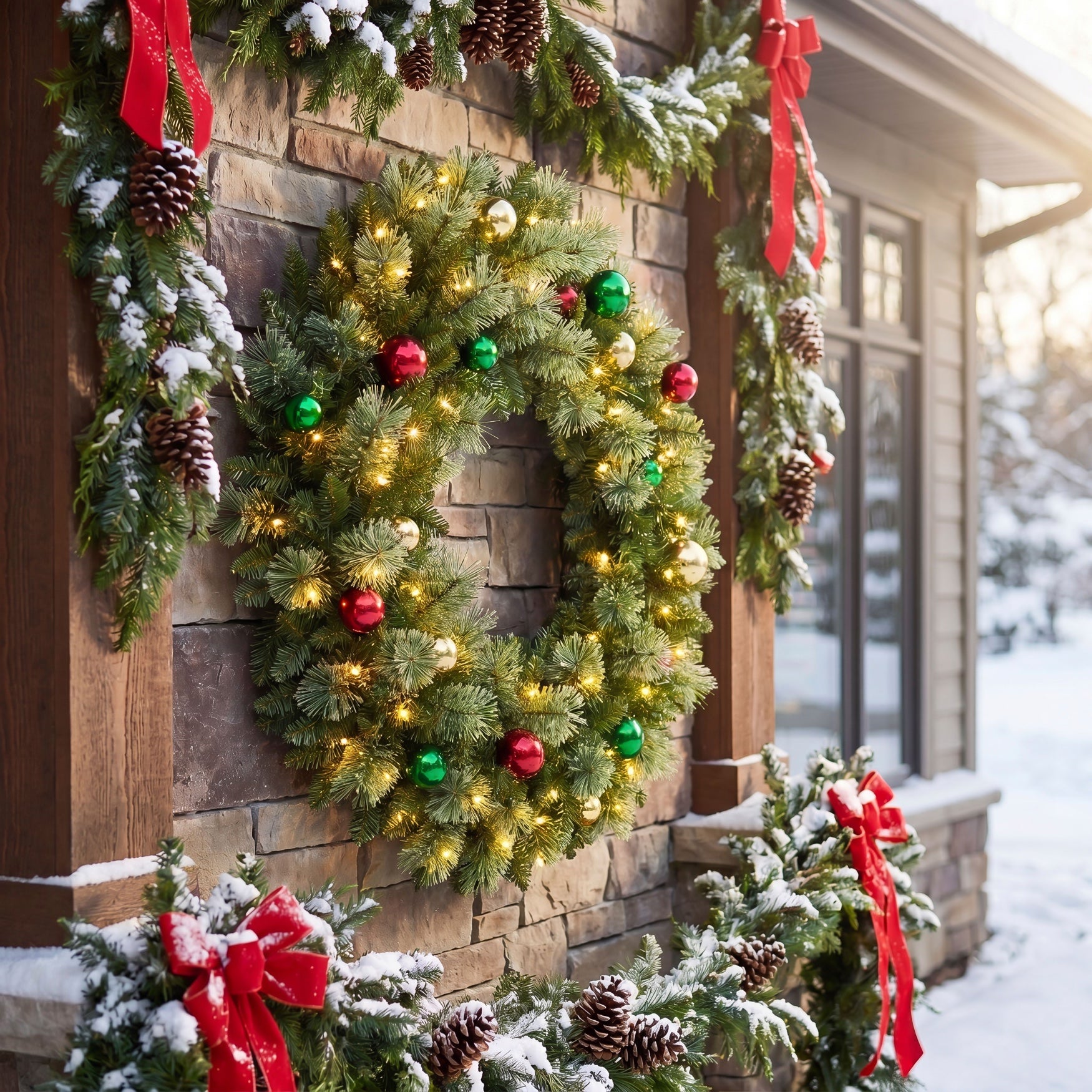 Oversized 48" Diam Pre-lit Pre-decorated Wreath image number 6