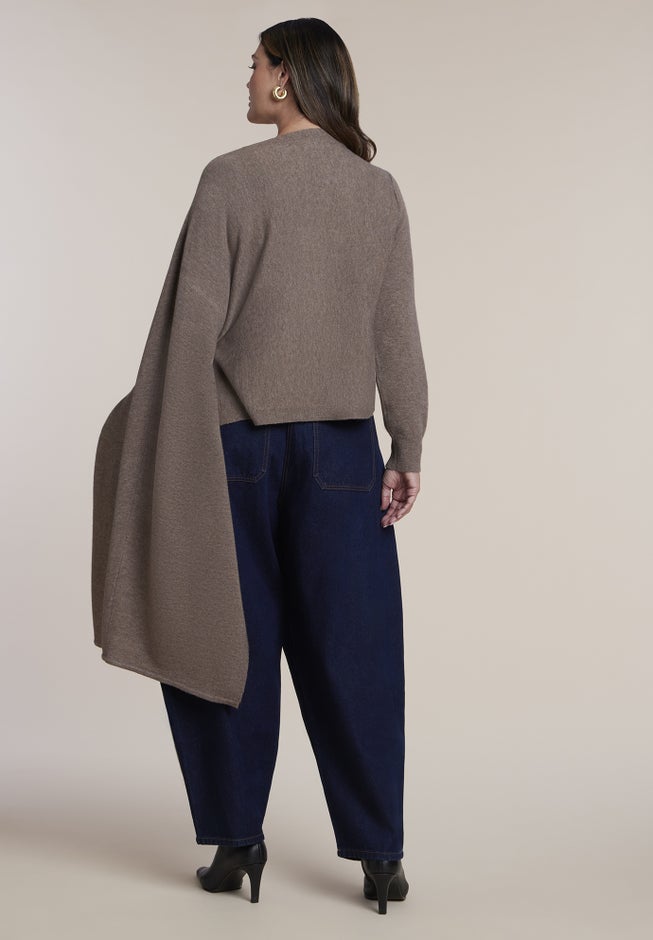 Asymmetrical Cape Sleeve Sweater image number 2