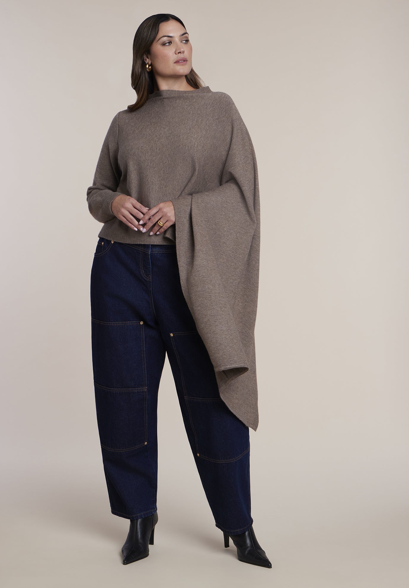Asymmetrical Cape Sleeve Sweater image number 3