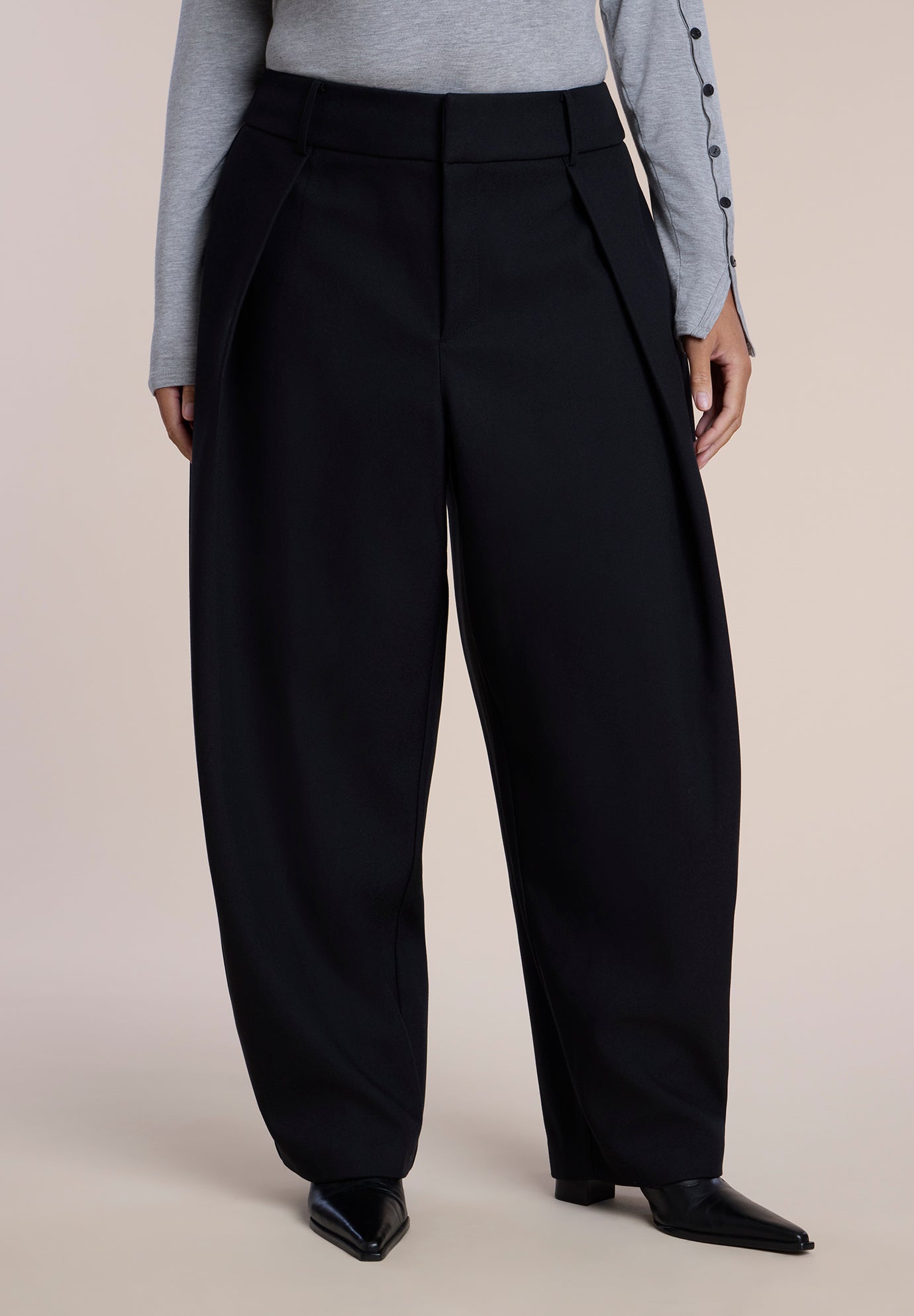 Pleat-Detail Tailored Barrel Pant image number 1