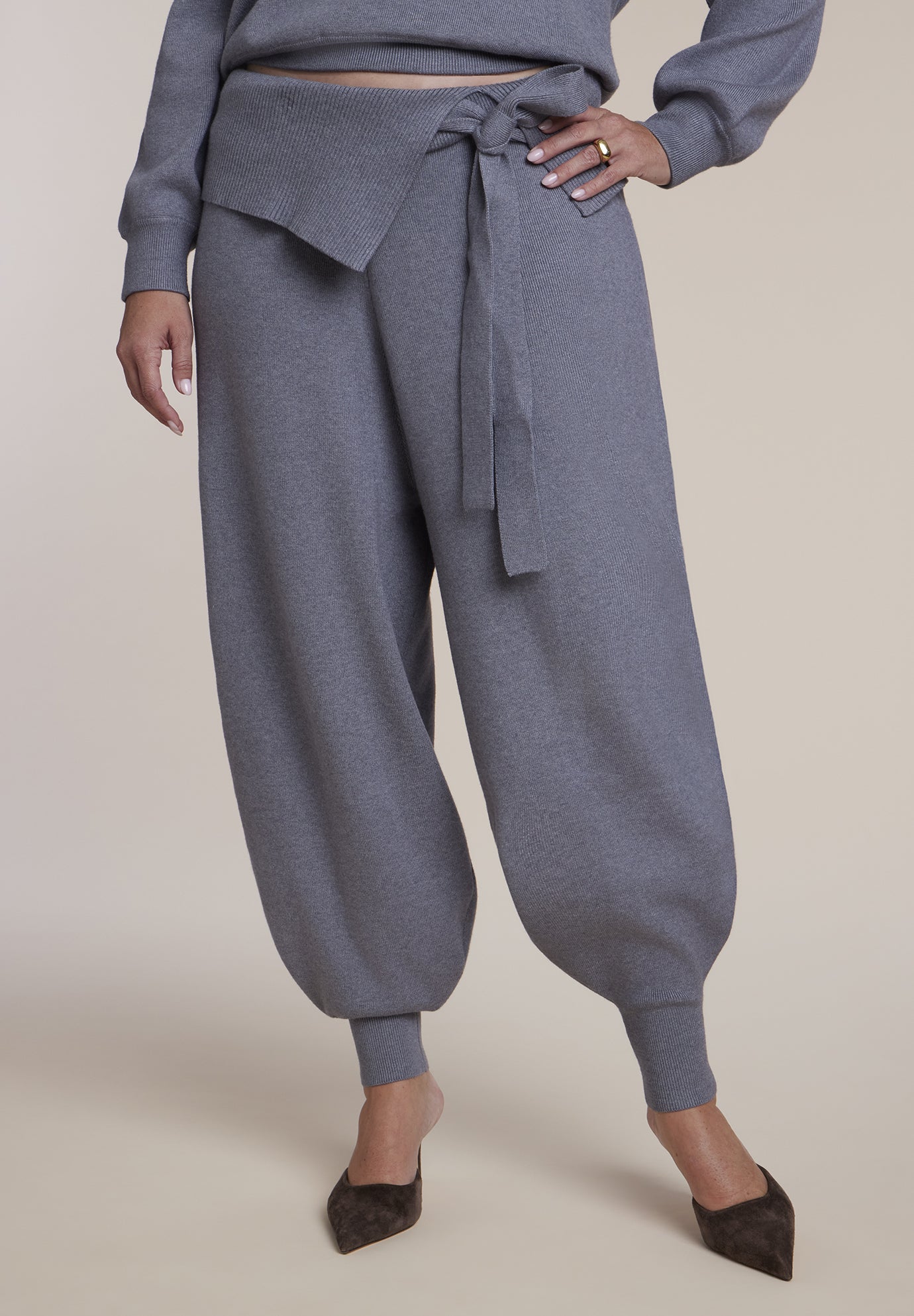 Foldover Waistband Barrel Sweater Pant image number 1