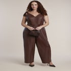 Fringe Detail Faux Leather Jumpsuit image number 1