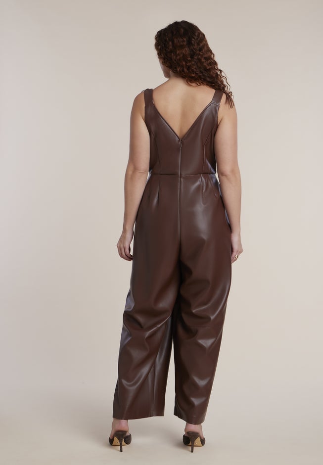Fringe Detail Faux Leather Jumpsuit image number 2