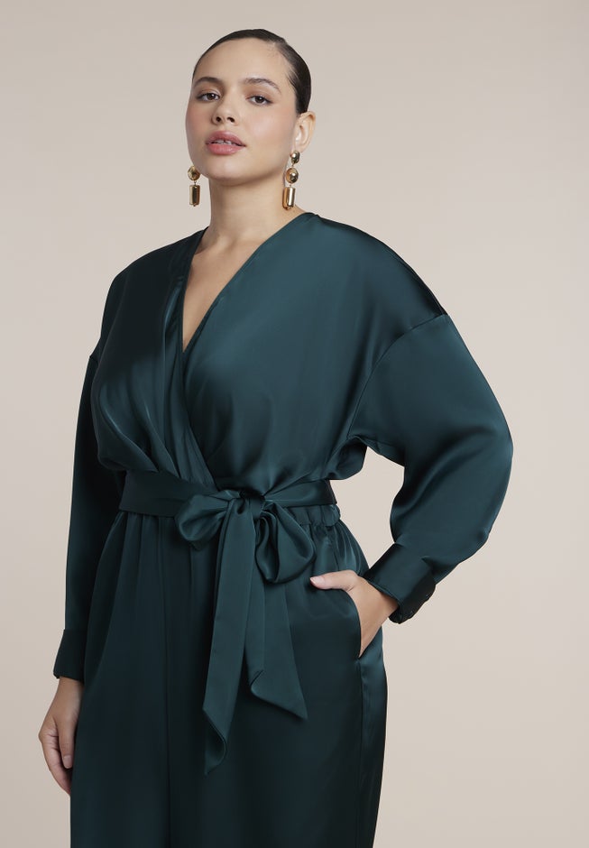 Satin Belted Balloon Jumpsuit image number 3