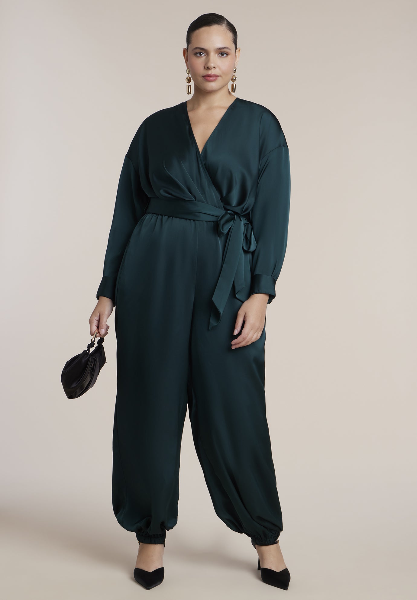 Satin Belted Balloon Jumpsuit image number 0