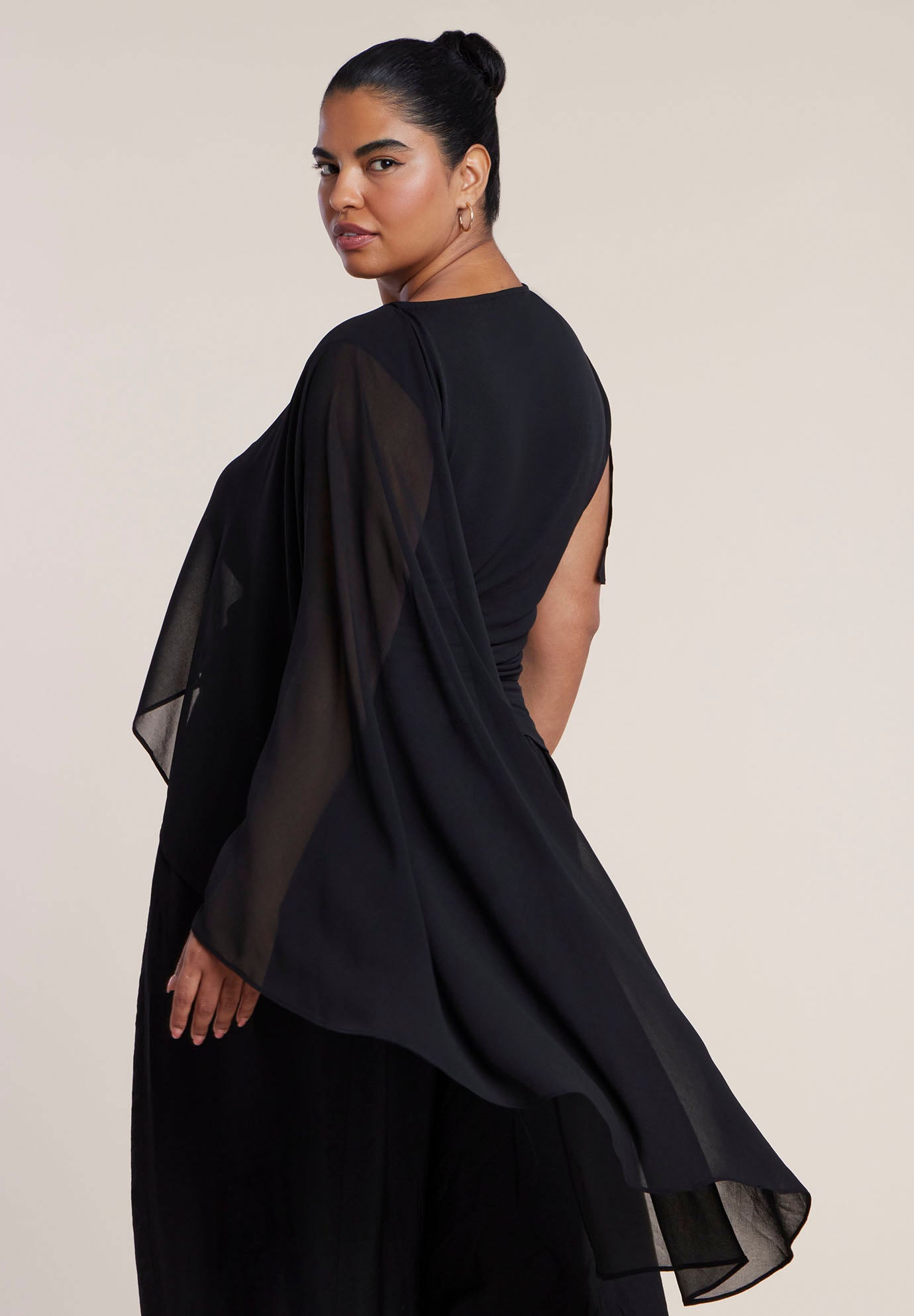Asymmetric Top With Chiffon Cape image number 1