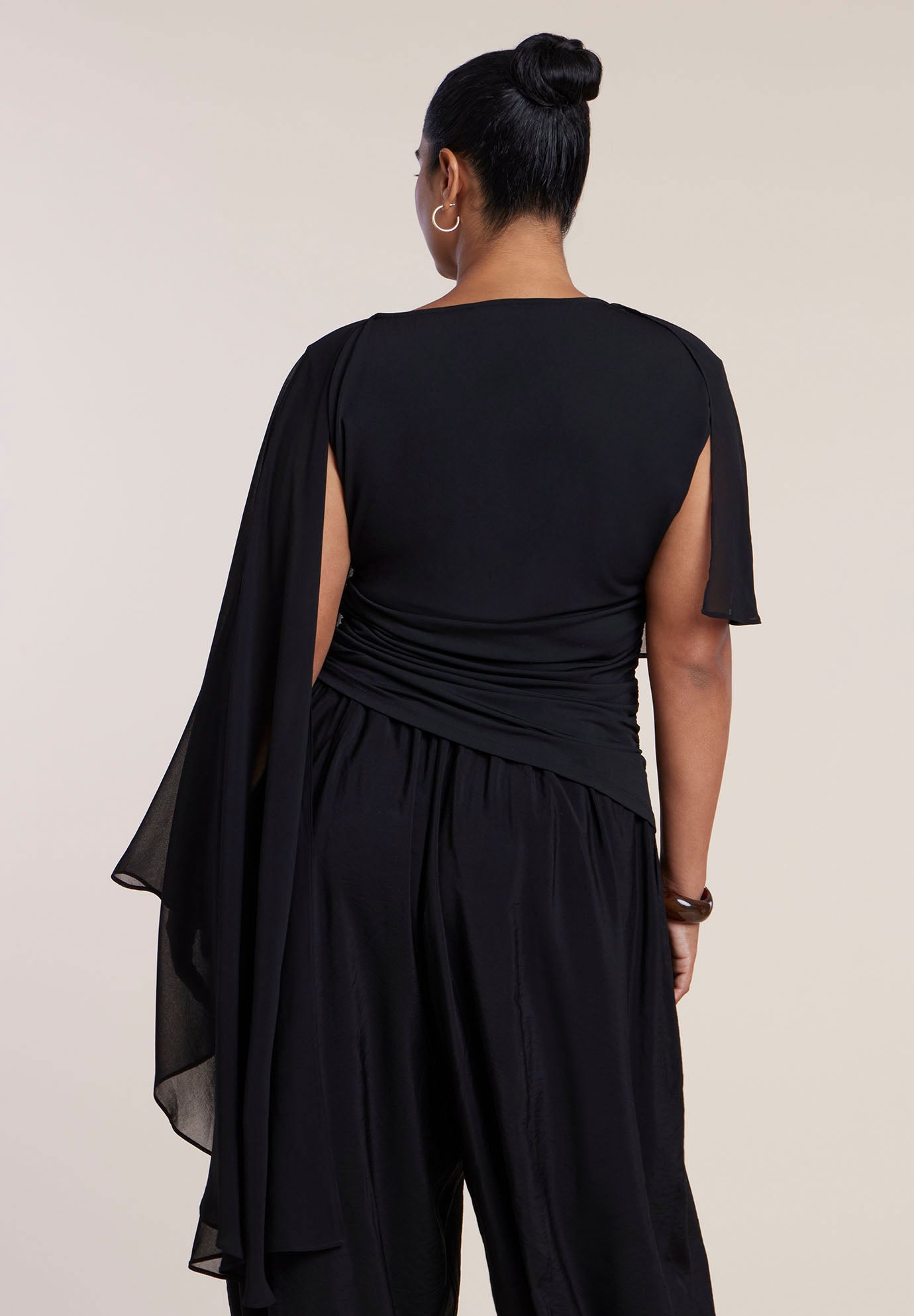 Asymmetric Top With Chiffon Cape image number 2
