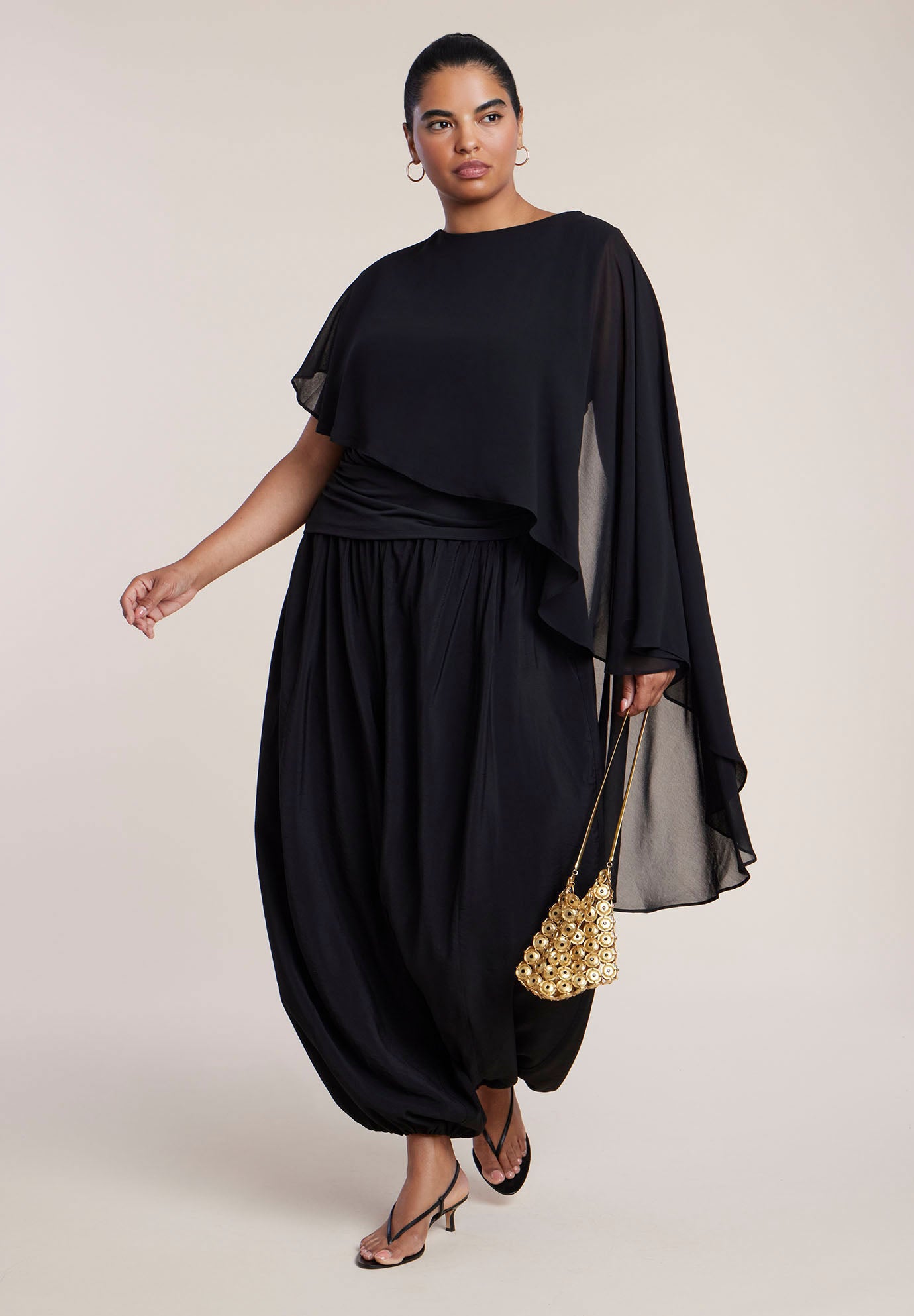 Asymmetric Top With Chiffon Cape image number 3