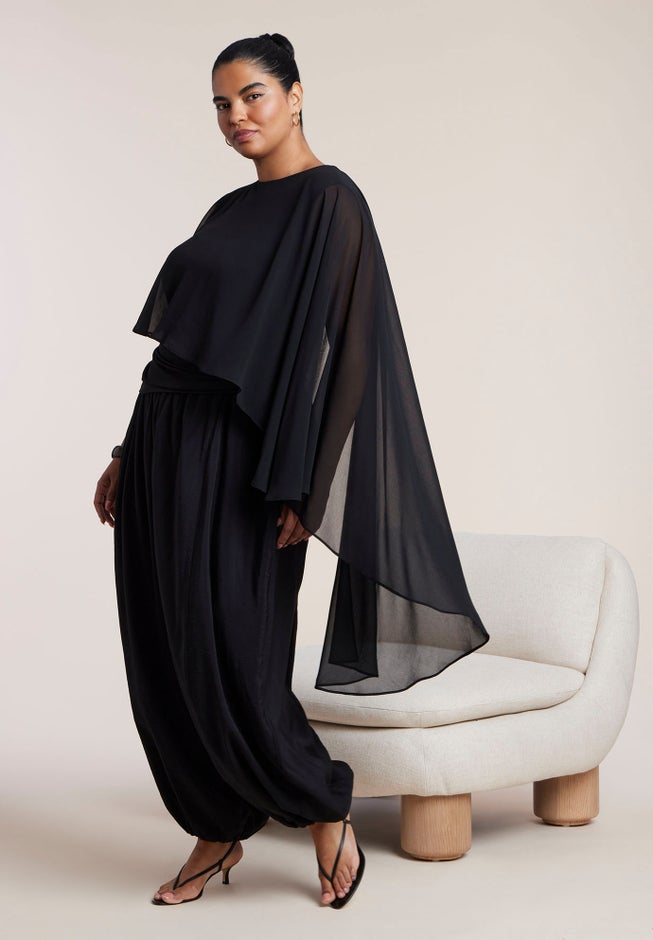 Asymmetric Top With Chiffon Cape image number 4