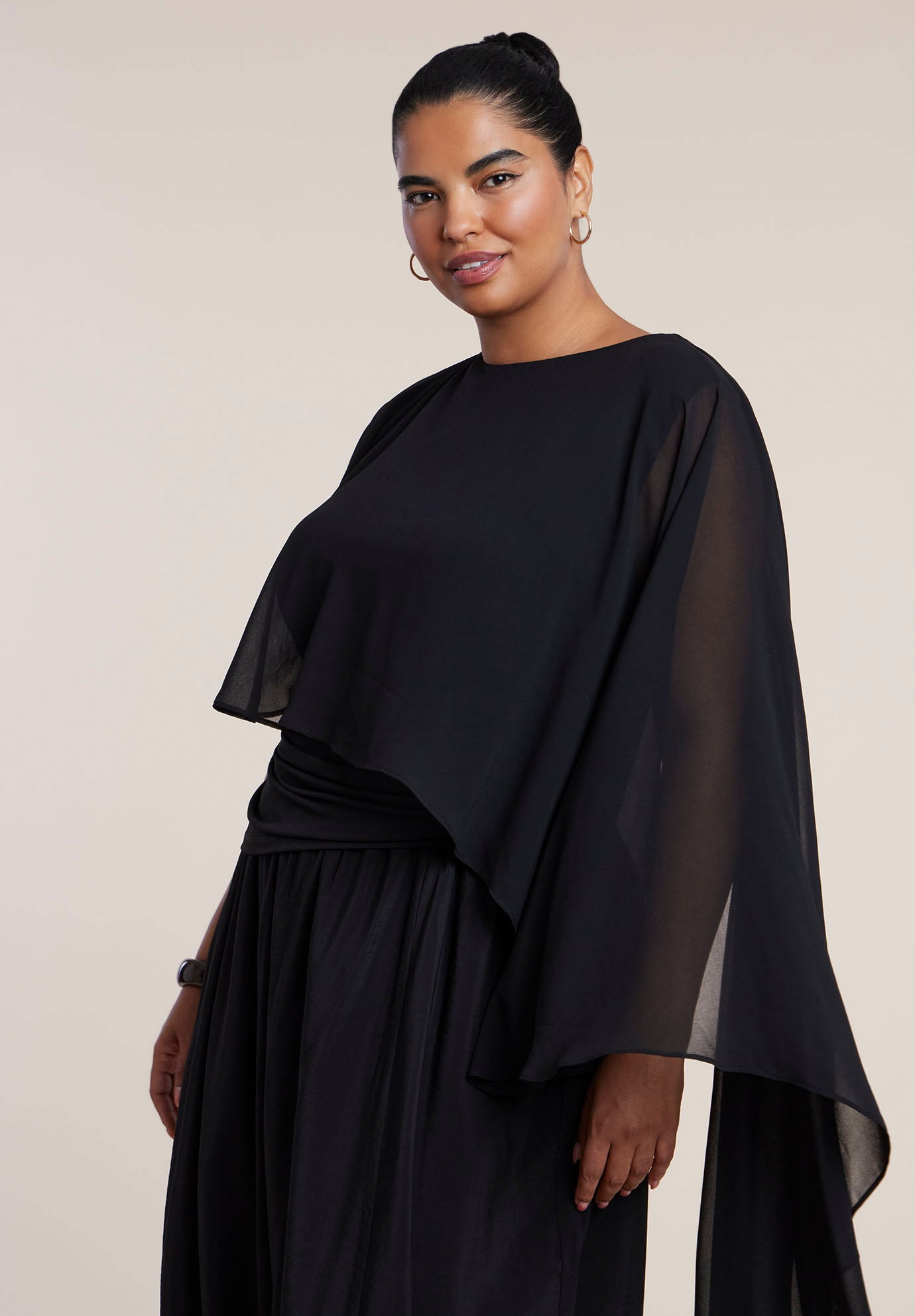 Asymmetric Top With Chiffon Cape image number 0