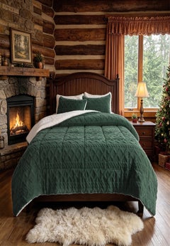 Flocked Sherpa Comforter Set