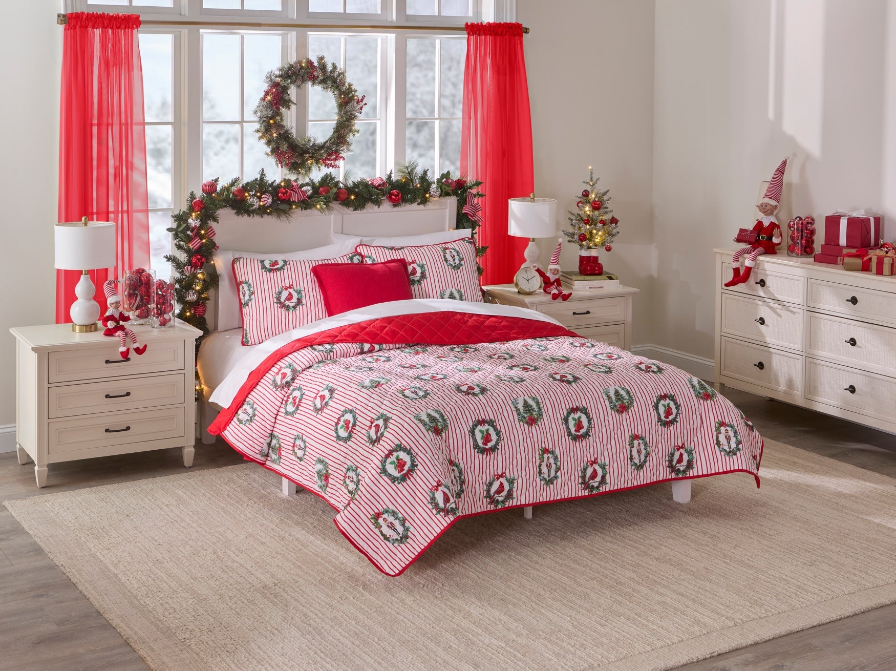 Striped Wreath 3-Pc Quilt Set image number 0