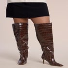 Embossed Faux Leather Knee-High Boot image number 0