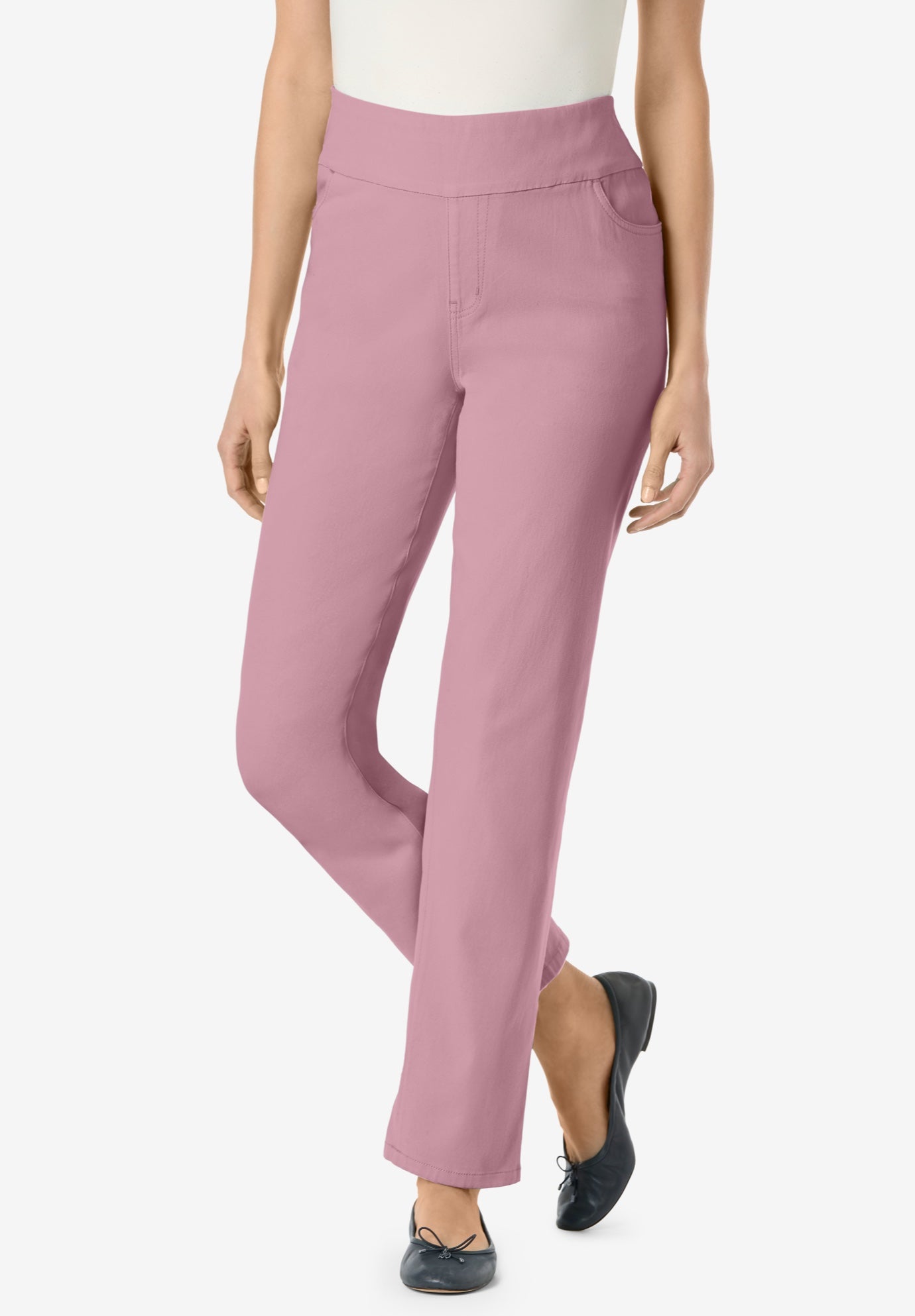 Flex-Fit Pull-On Straight-Leg Gap-Free Stretch Denim Jeans image number 0