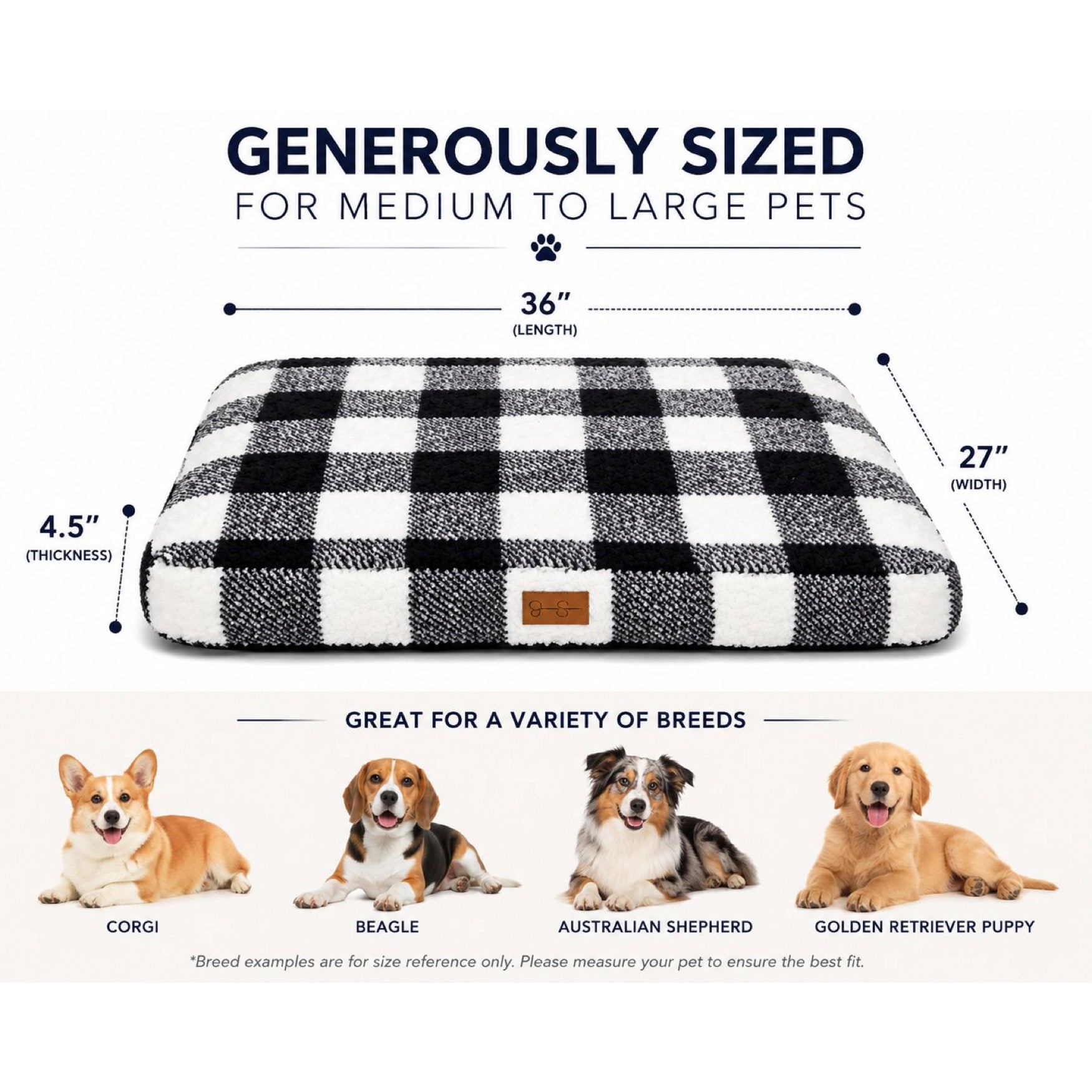 Sherpa Plaid Black Pillow Bed image number 3