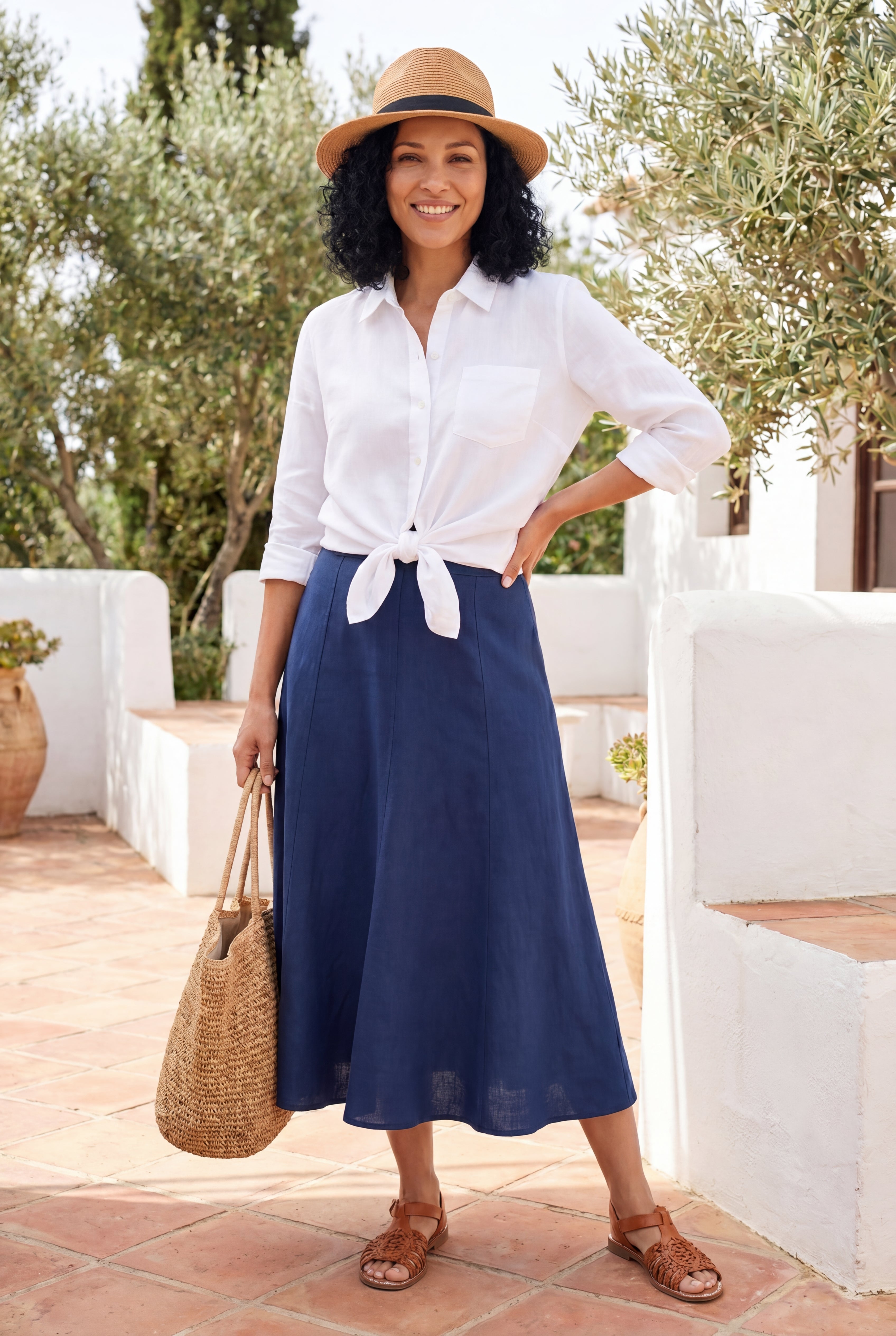 Linen-Blend Skirt image number 0
