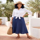 Linen-Blend Skirt image number null