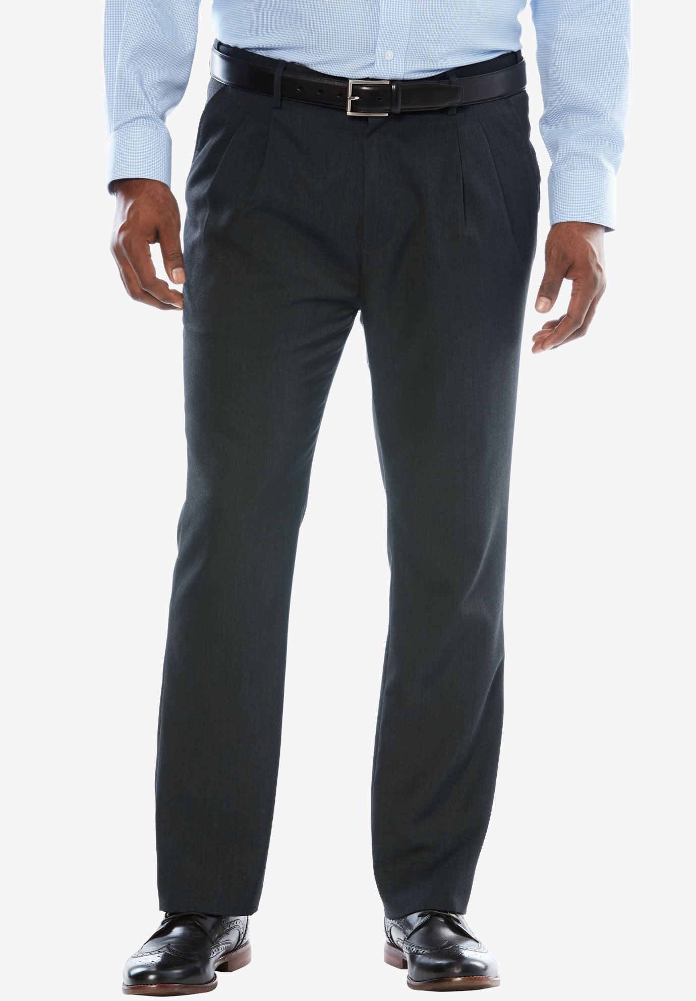 No Hassle Classic Fit Expandable Waist Double-Pleat Dress Pants image number 0