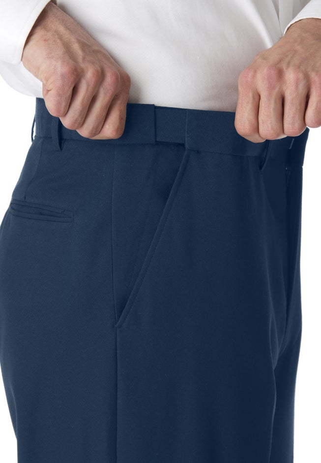 KS Signature No Hassle Classic Fit Expandable Waist Plain Front Dress Pants image number 3