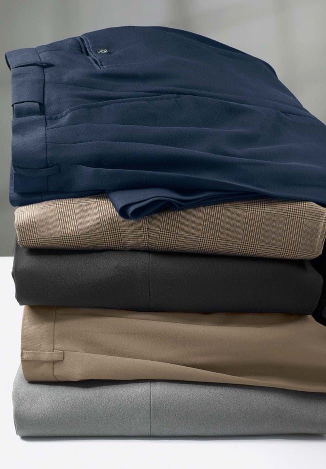 KS Signature No Hassle Classic Fit Expandable Waist Plain Front Dress Pants image number 4