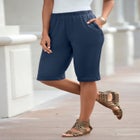 Plus Size Soft Knit Pull-on Bermuda Short image number null