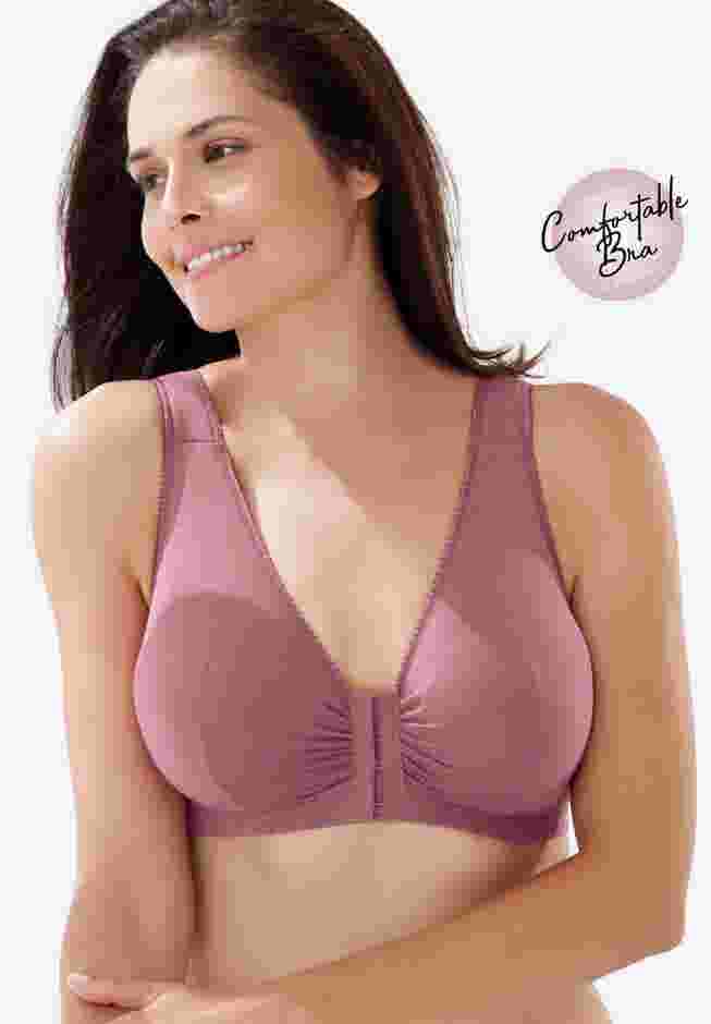 Leading Lady® Meryl Cotton Front-Close Wireless Bra image number 0