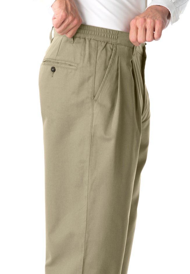 Wrinkle-Free Double-Pleat Pant with Side-Elastic Waist image number 2