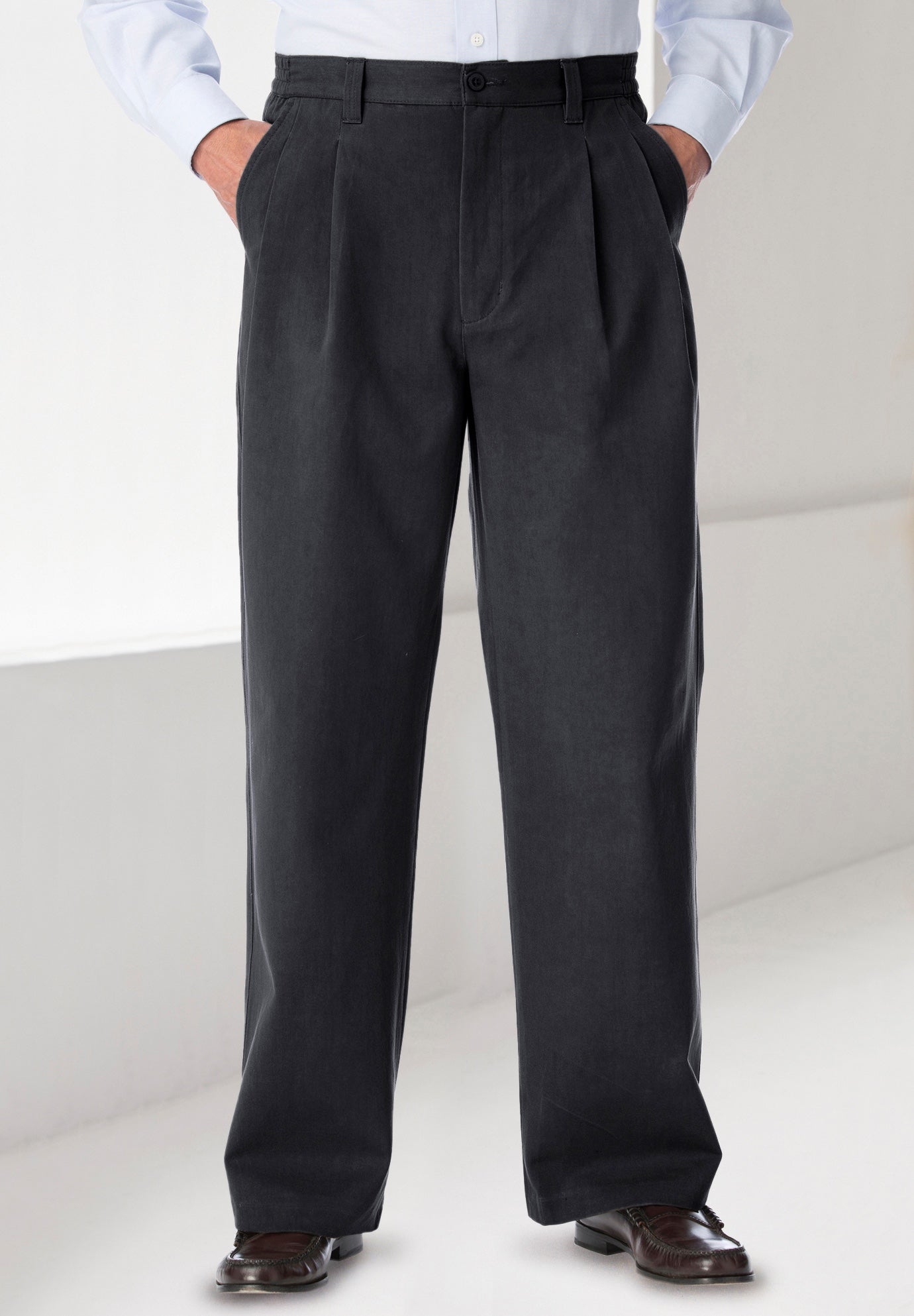 Wrinkle-Free Double-Pleat Pant with Side-Elastic Waist image number 4