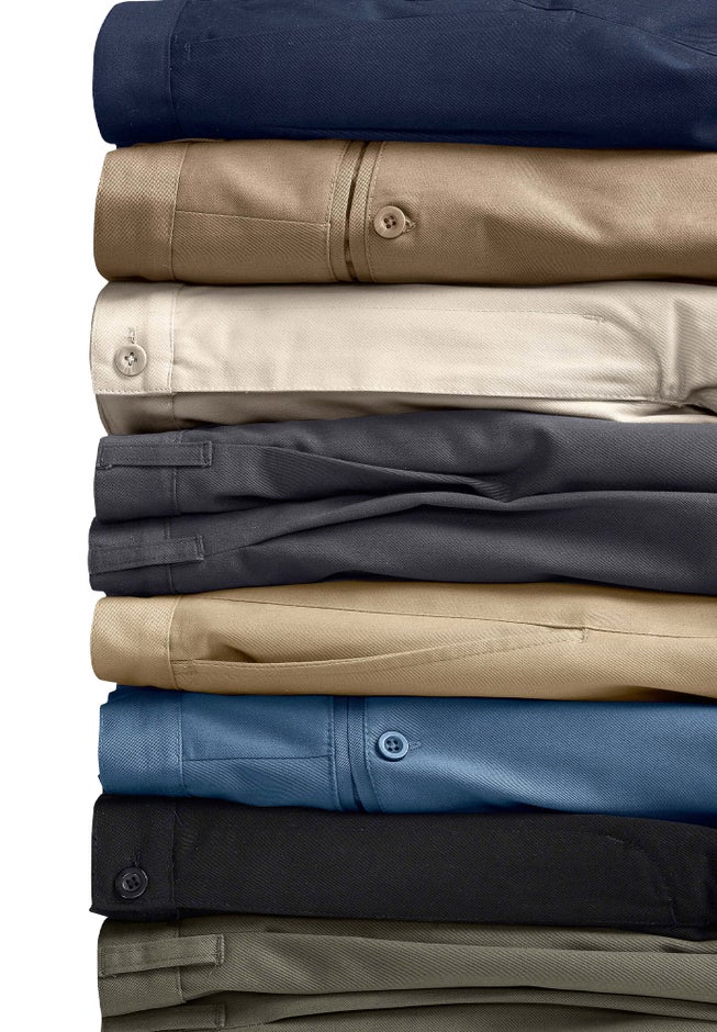 Wrinkle-Free Double-Pleat Pant with Side-Elastic Waist image number 6