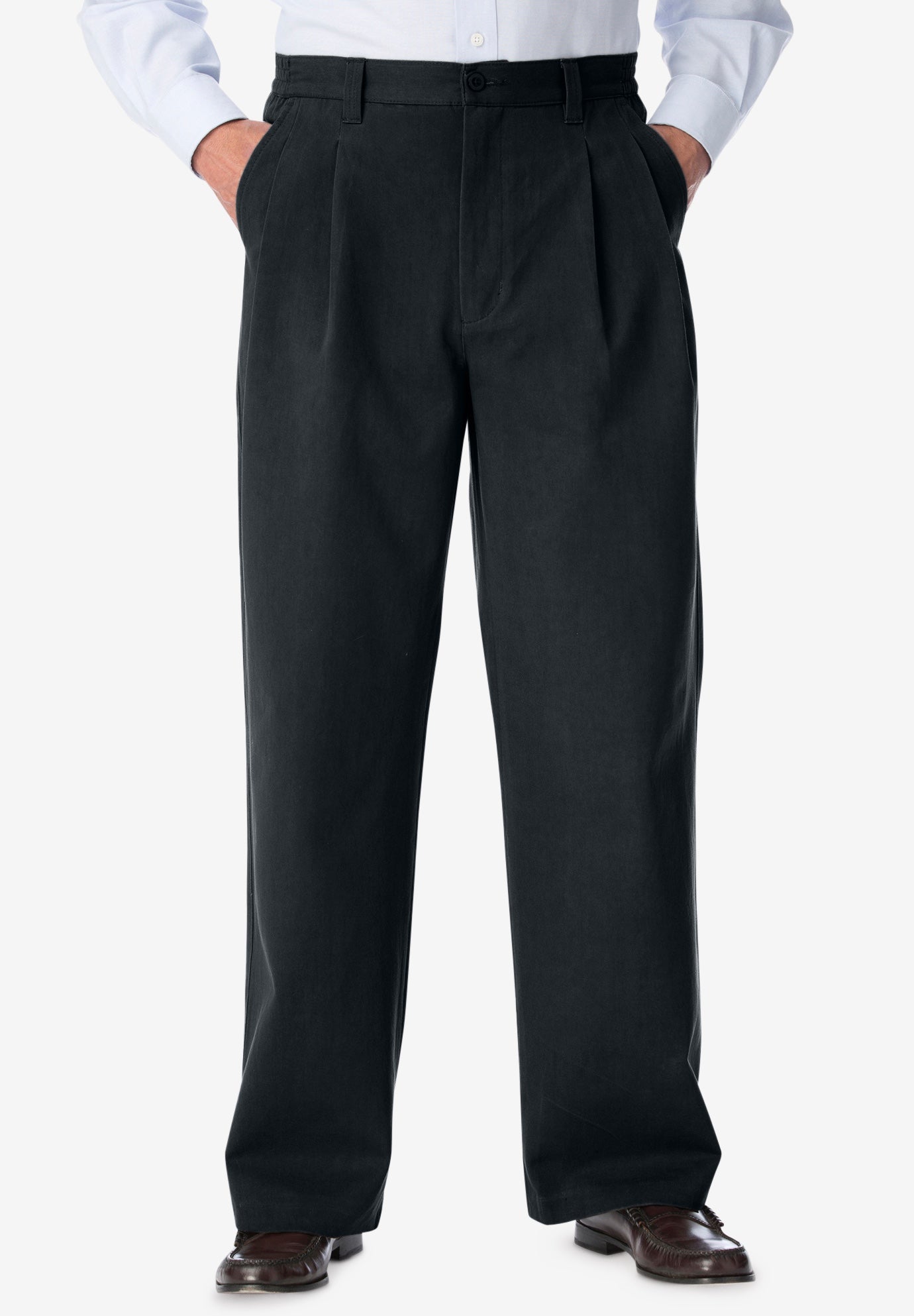 Wrinkle-Free Double-Pleat Pant with Side-Elastic Waist image number 0