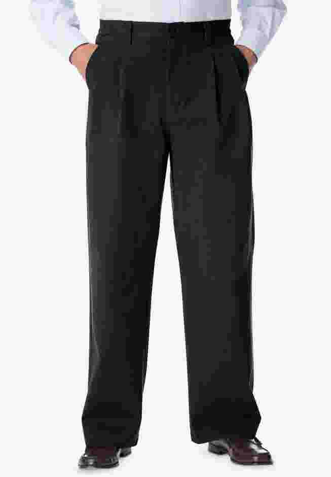Wrinkle-Free Double-Pleat Pant with Side-Elastic Waist image number 0