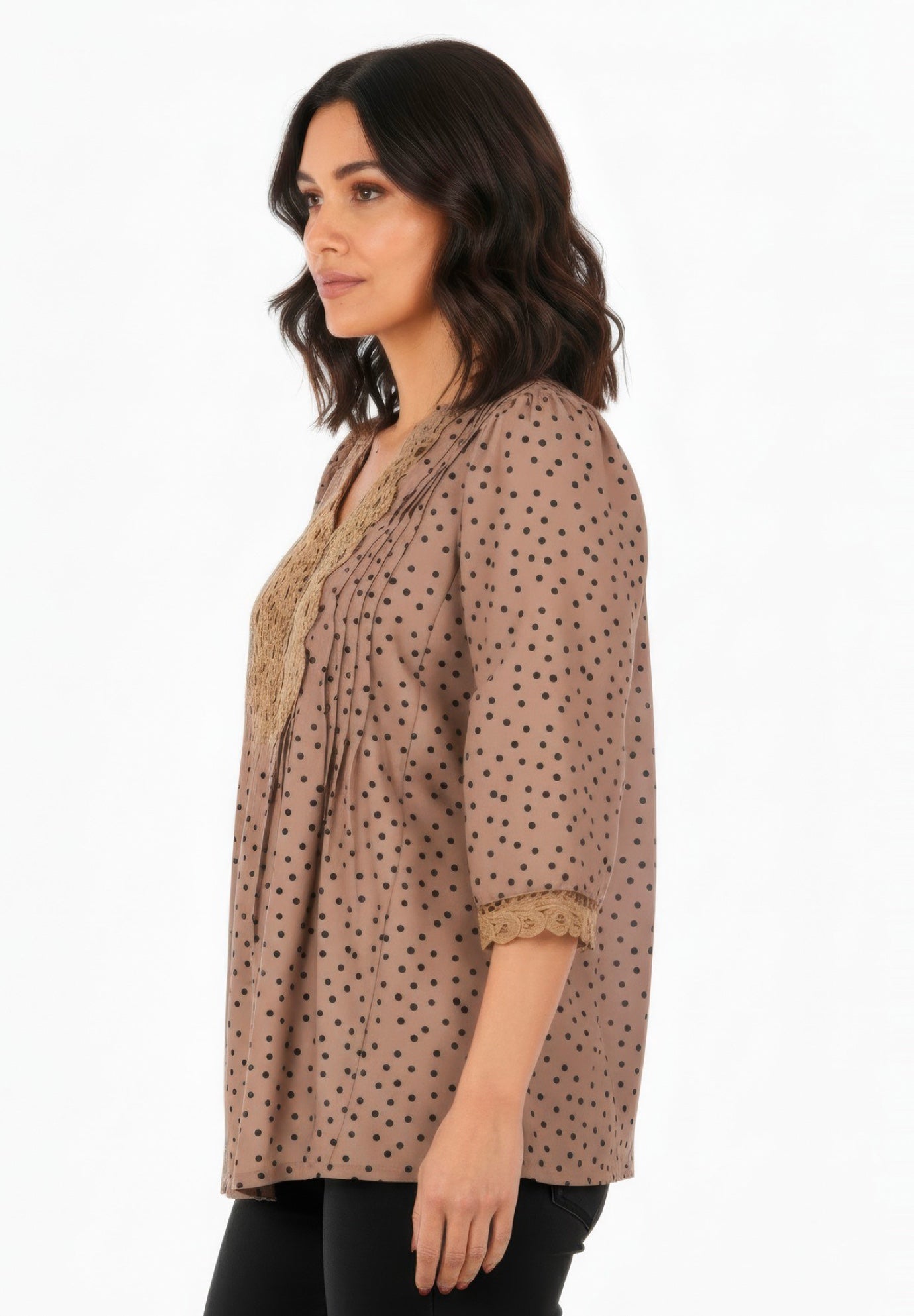 Plus Size Juliet Lace Trim Button-Down Shirt image number 2
