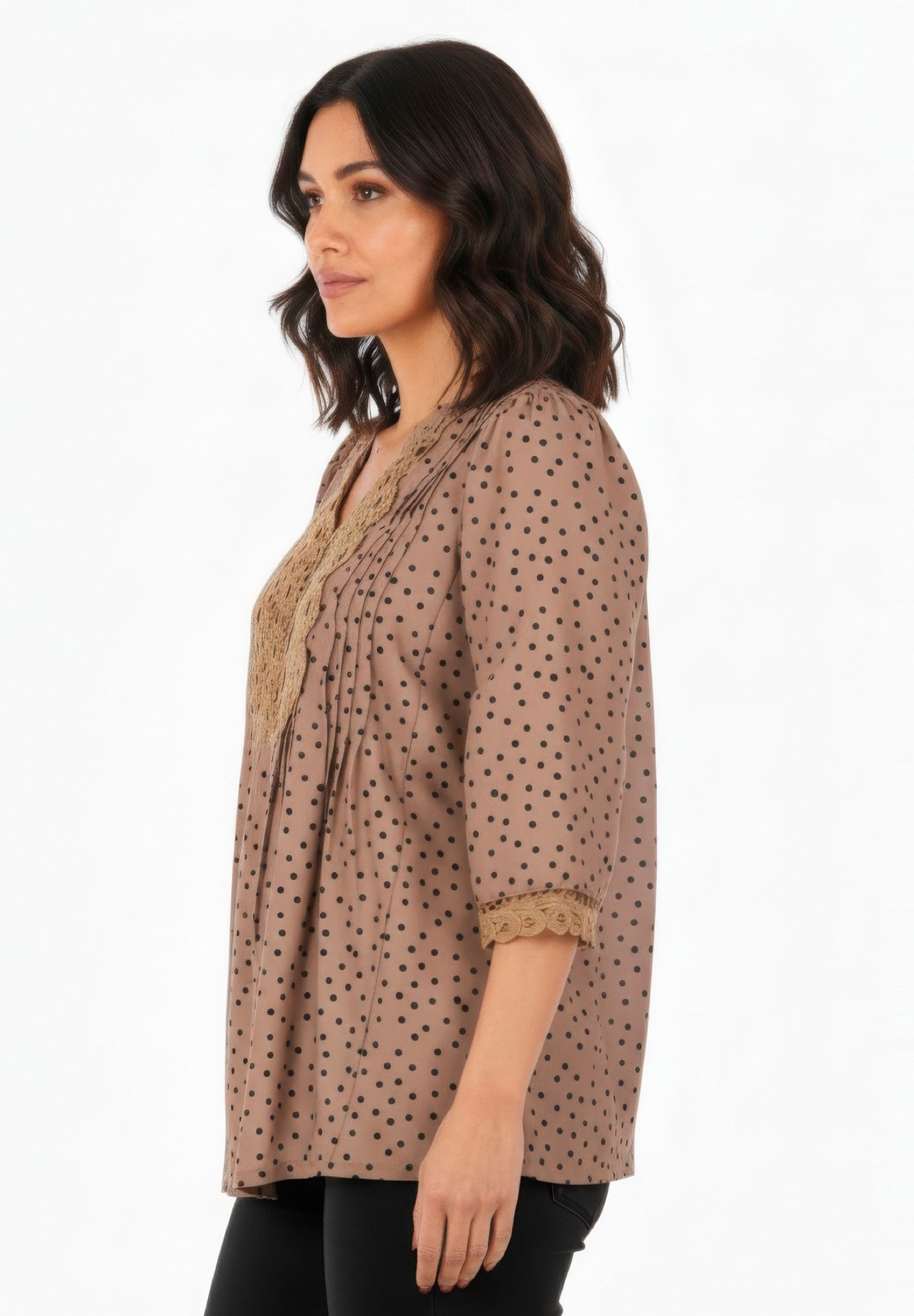 Plus Size Juliet Lace Trim Button-Down Shirt image number 2