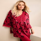 Plus Size Juliet Lace Trim Button-Down Shirt image number null