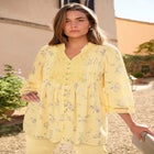 Plus Size Juliet Lace Trim Button-Down Shirt image number null