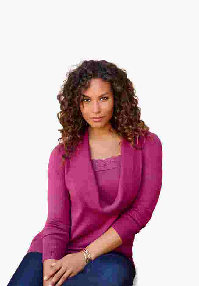 Lace Trim Cowl Neck Sweater image number 0