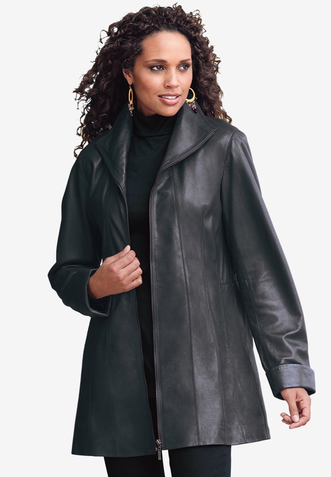 Plus Size A-Line Leather Jacket image number 0