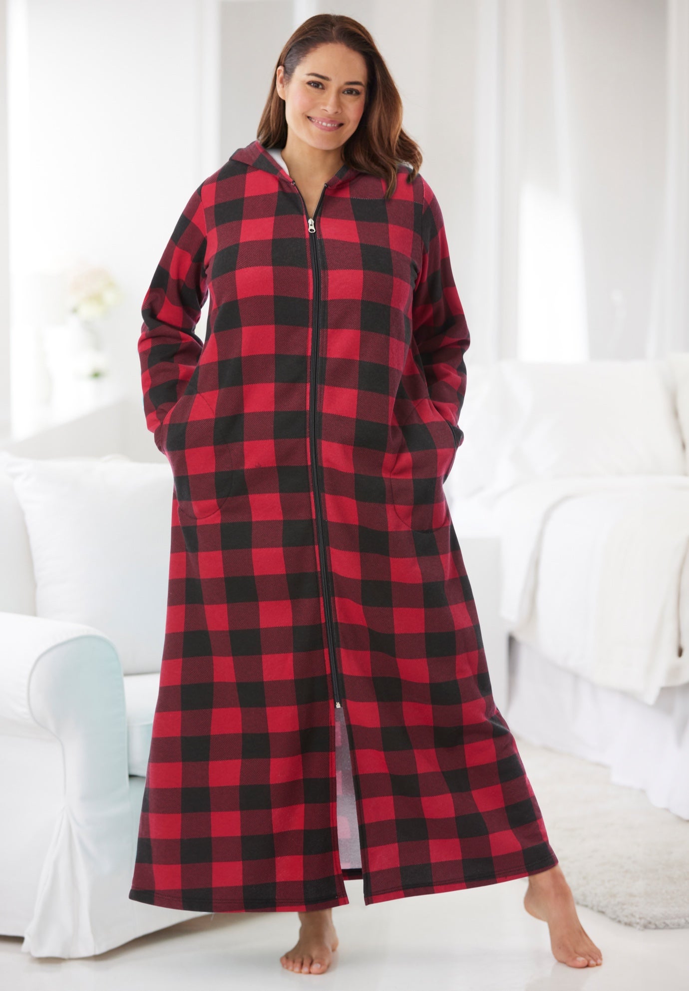Long Hooded Fleece Sweatshirt Robe image number 0