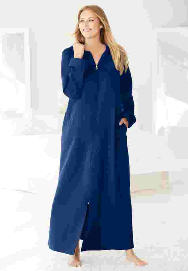 Long Hooded Fleece Sweatshirt Robe image number 0
