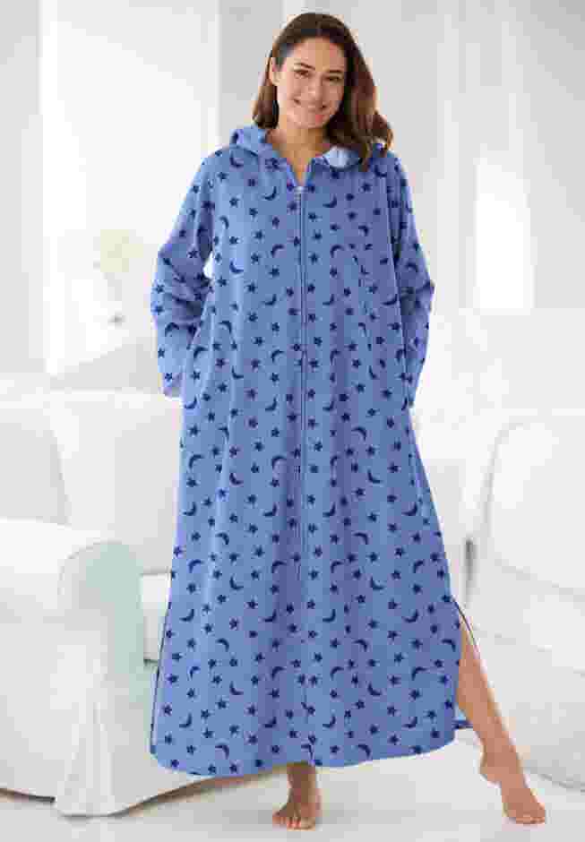 Long Hooded Fleece Sweatshirt Robe image number 5