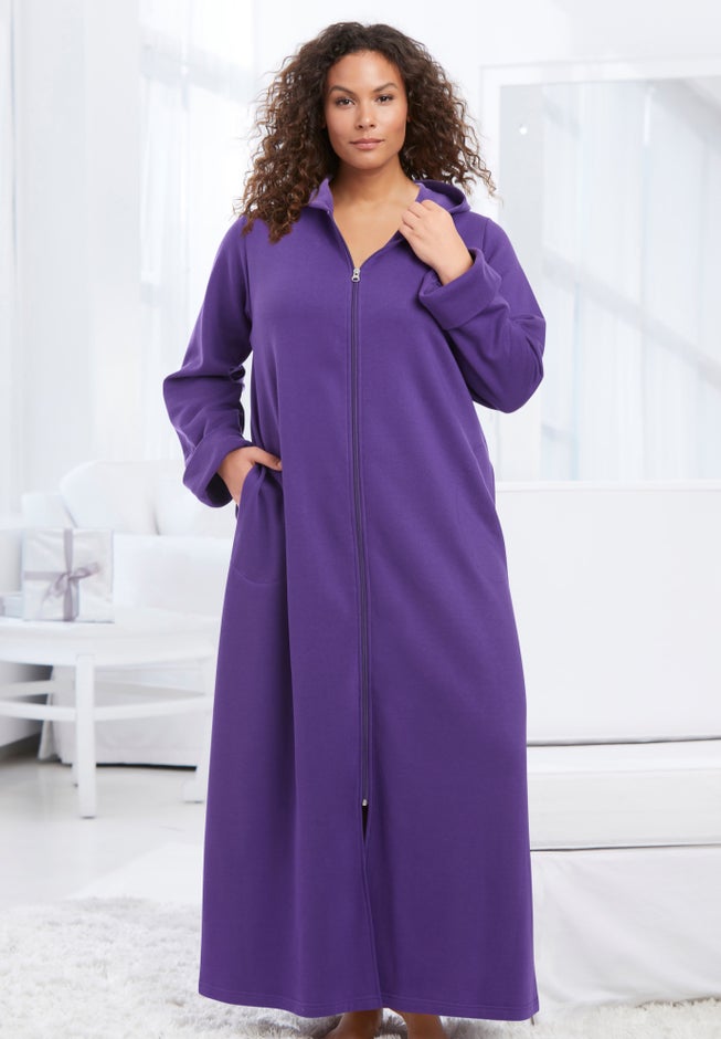 Long Hooded Fleece Sweatshirt Robe image number 3